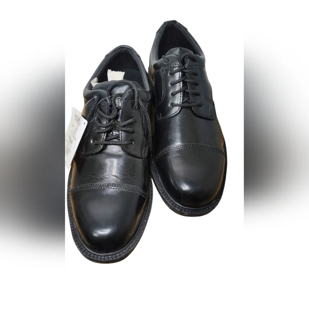 Deer Stags Black Oxfords Polished Leather Cap-Toe
